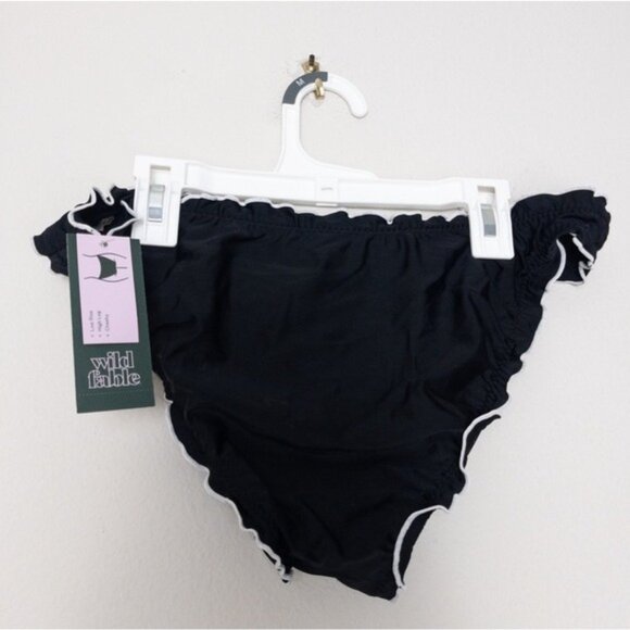 NWT Wild Fable Contrast Stitch Cheeky High Leg Ruffle Bikini Bottom M - Picture 6 of 7